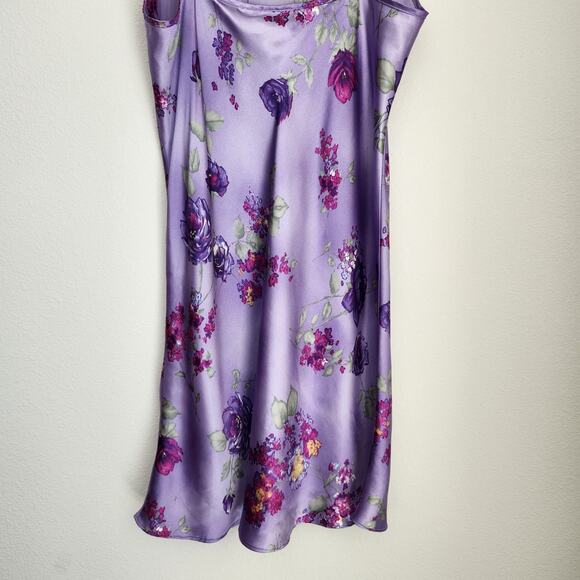 Vintage Gilligan O'Malley Purple Floral Lingerie Slip Dress XL - Picture 6 of 10